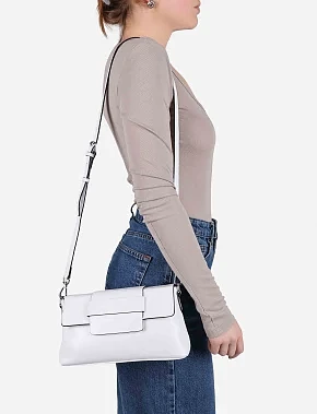 Женская сумка через плечо кожаная белая - фото 1 - Miraton