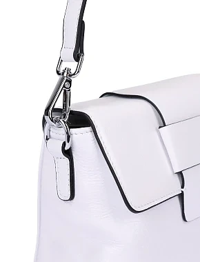 Женская сумка через плечо кожаная белая - фото 4 - Miraton