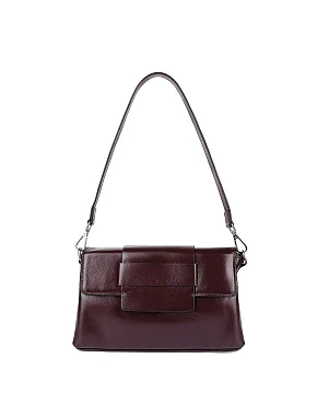 Женская сумка через плечо кожаная бордовая - фото  - Miraton