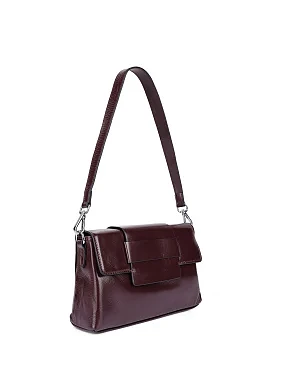 Женская сумка через плечо кожаная бордовая - фото 2 - Miraton