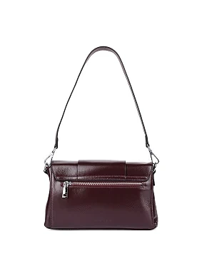 Женская сумка через плечо кожаная бордовая - фото 3 - Miraton