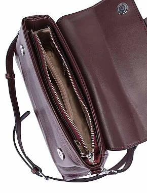 Женская сумка через плечо кожаная бордовая - фото 6 - Miraton