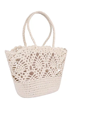 Жіноча сумка тканинна молочного кольору - фото 1 - Miraton