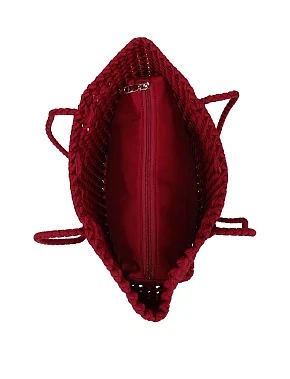 Женская сумка тканевая бордовая - фото 4 - Miraton