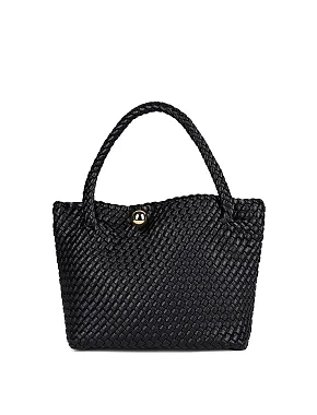 Женская сумка шоппер кожаная черная - фото  - Miraton