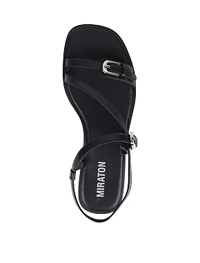 Жіночі шкіряні сандалі чорні - фото  - Miraton