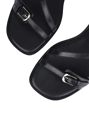 Жіночі шкіряні сандалі чорні - фото 4 - Miraton