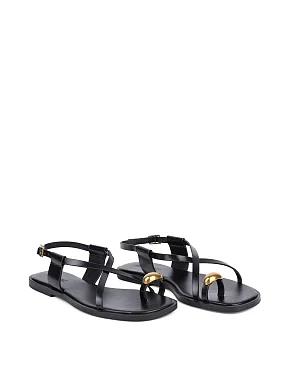 Женские сандалии кожаные черные - фото 1 - Miraton