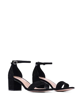 Жіночі босоніжки велюрові чорні - фото 1 - Miraton