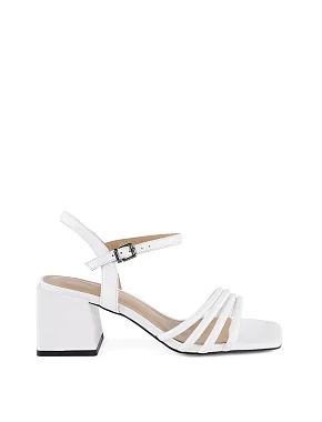 Жіночі босоніжки шкіряні білі - фото  - Miraton