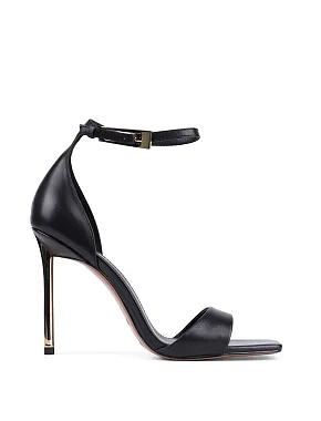 Жіночі босоніжки шкіряні чорні - фото  - Miraton