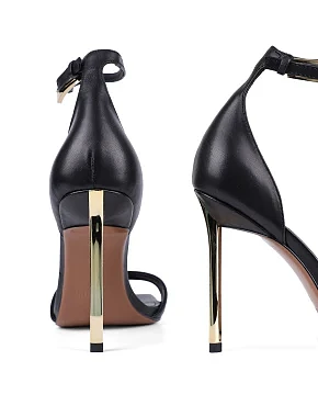 Жіночі босоніжки шкіряні чорні - фото 1 - Miraton