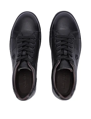 Мужские кеды кожаные черные - фото 3 - Miraton