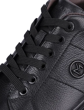 Мужские кеды кожаные черные - фото 4 - Miraton