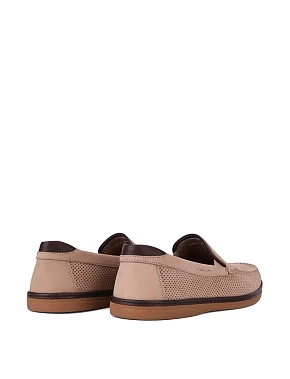 Мужские туфли из нубука бежевые - фото 2 - Miraton