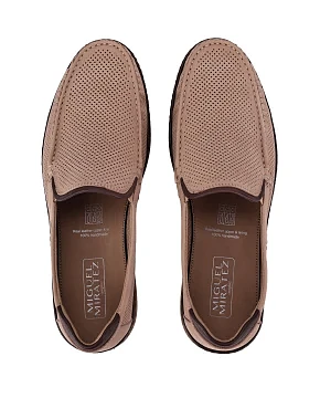 Мужские туфли из нубука бежевые - фото 3 - Miraton