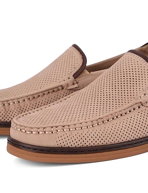 Мужские туфли из нубука бежевые - фото 4 - Miraton