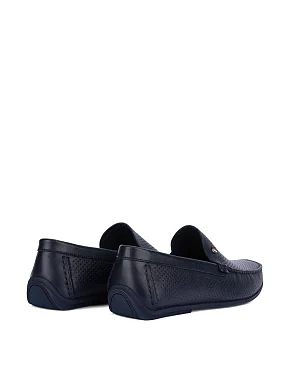 Мужские мокасины кожаные синие - фото 2 - Miraton