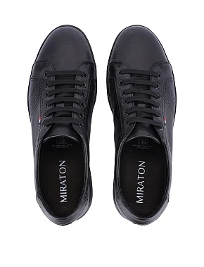 Мужские кеды кожаные черные - фото 3 - Miraton