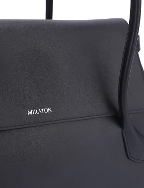 Женская сумка тоут кожаная черная - фото 4 - Miraton
