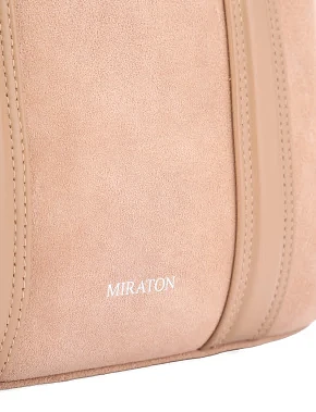 Женская сумка через плечо замшевая бежевая - фото 4 - Miraton