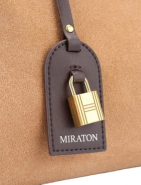 Женская сумка через плечо замшевая бежевая - фото 5 - Miraton