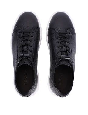 Мужские кеды кожаные черные - фото 3 - Miraton