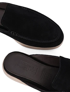 Мужские сабо замшевые черные - фото 4 - Miraton