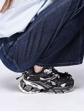 Женские кроссовки из искусственной кожи черные - фото 6 - Miraton