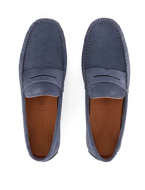 Чоловічі замшеві мокасини блакитного кольору - фото 4 - Miraton