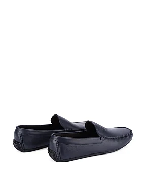 Чоловічі шкіряні мокасини синього кольору - фото 2 - Miraton