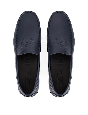 Чоловічі шкіряні мокасини синього кольору - фото 4 - Miraton