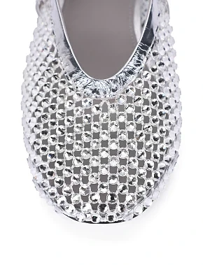 Жіночі балетки з сітки срібного кольору - фото 5 - Miraton