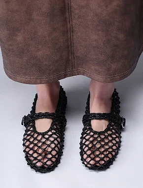 Женские балетки из искусственной кожи черные - фото 6 - Miraton