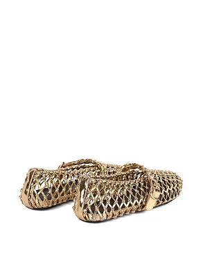 Женские балетки из искусственной кожи золотого цвета - фото 3 - Miraton