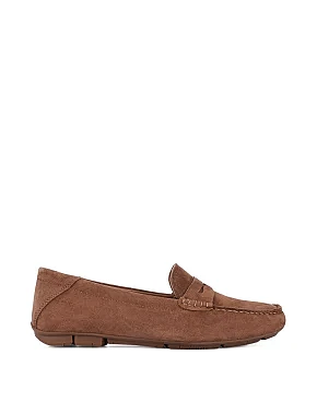 Женские мокасины велюровые бежевые - фото  - Miraton