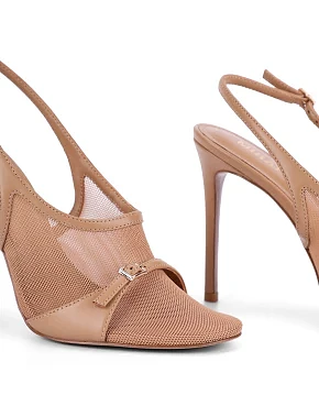 Женские босоножки кожаные бежевые - фото 4 - Miraton