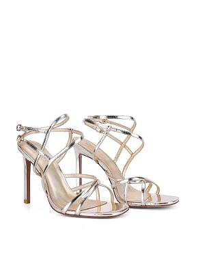 Женские босоножки кожаные золотого цвета - фото 2 - Miraton