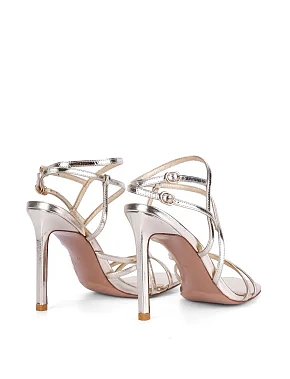 Женские босоножки кожаные золотого цвета - фото 3 - Miraton