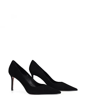 Женские туфли велюровые черные - фото 2 - Miraton