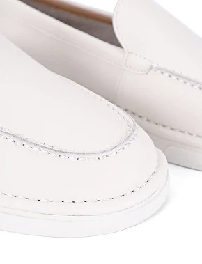 Женские слиперы кожаные белые - фото 4 - Miraton