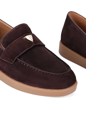 Женские слиперы велюровые коричневые - фото 4 - Miraton