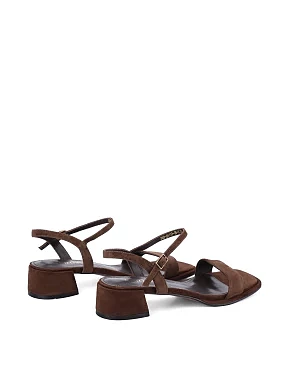 Женские босоножки велюровые коричневые - фото 3 - Miraton