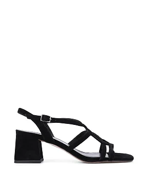 Жіночі босоніжки велюрові чорні - фото  - Miraton