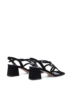 Жіночі босоніжки велюрові чорні - фото 3 - Miraton