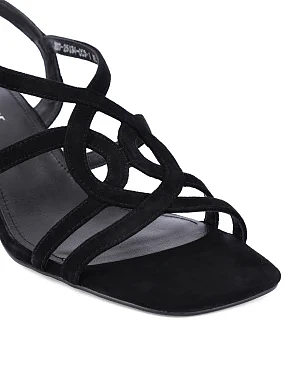 Жіночі босоніжки велюрові чорні - фото 4 - Miraton