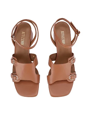 Жіночі босоніжки шкіряні бежеві - фото 1 - Miraton