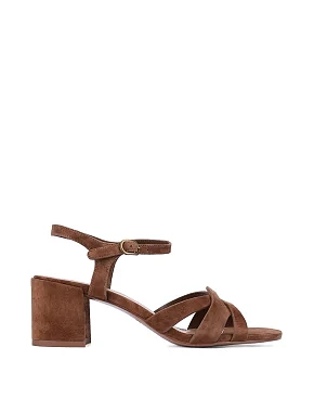 Женские босоножки велюровые коричневые - фото  - Miraton