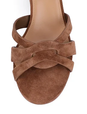 Женские босоножки велюровые коричневые - фото 4 - Miraton