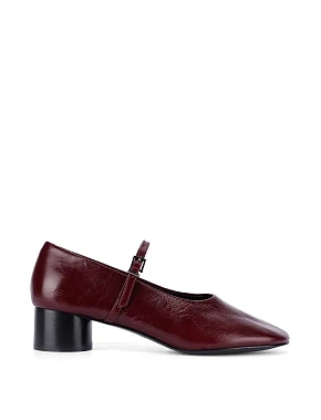 Жіночі туфлі з масляної шкіри бордові - фото  - Miraton